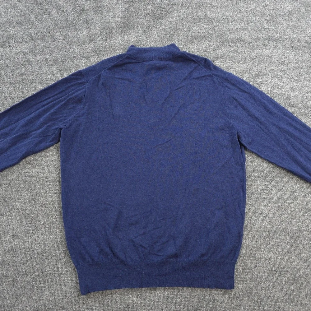 Peter Millar Sweater Mens L Blue Pima Silk Cashmere 1/4 Zip Mock Neck Pullover